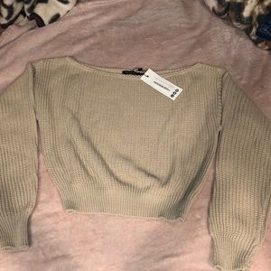 Nude color crop sweater